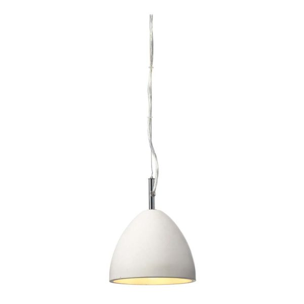 Morgen small single pendant light in white concrete on white background