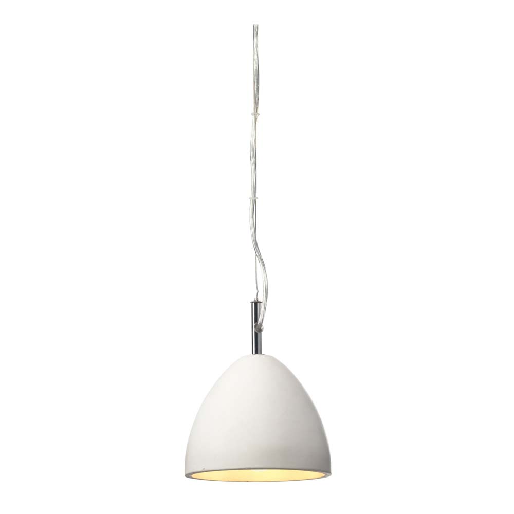 Morgen small single pendant light in white concrete on white background