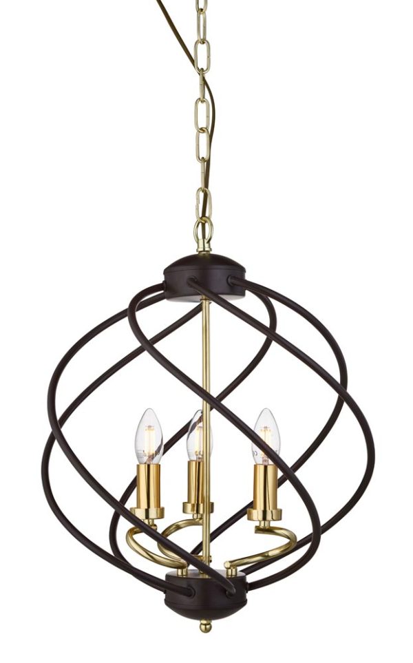 Flow 3 light ceiling pendant light matt black bright gold