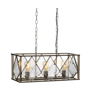 Sovana 3 light urban chic pendant chandelier in antique silver on white background