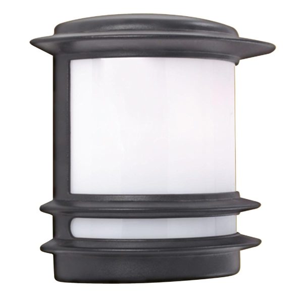 Stroud half round flush outdoor wall light in matt black on white background