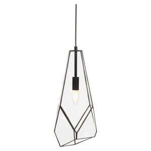 Jonk large single pendant ceiling light in black on white background