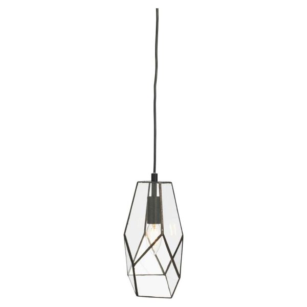 Jonk small single pendant ceiling light in black on white background
