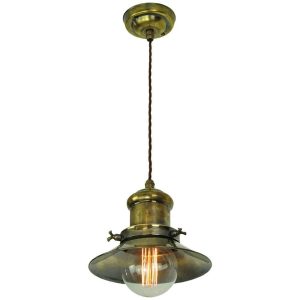 Edison small vintage industrial style 1 light ceiling pendant in solid antique brass