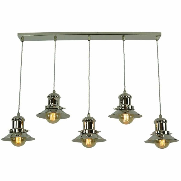 Edison vintage style 5 light ceiling pendant in polished nickel main image