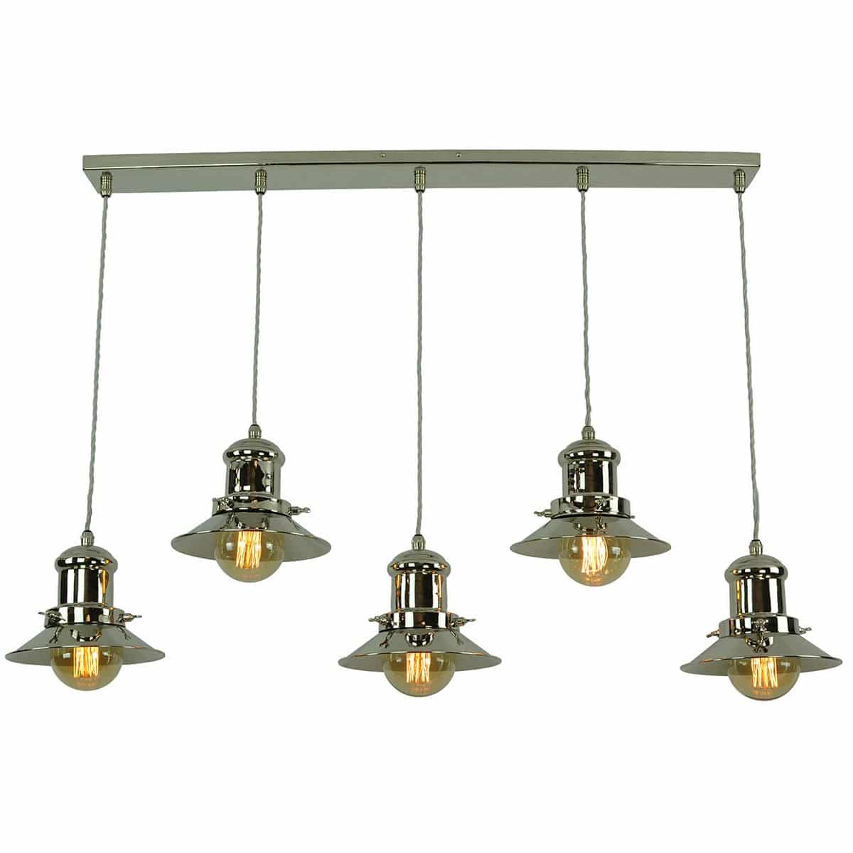 Edison Vintage Style 5 Light Small Shade Pendant Polished Nickel