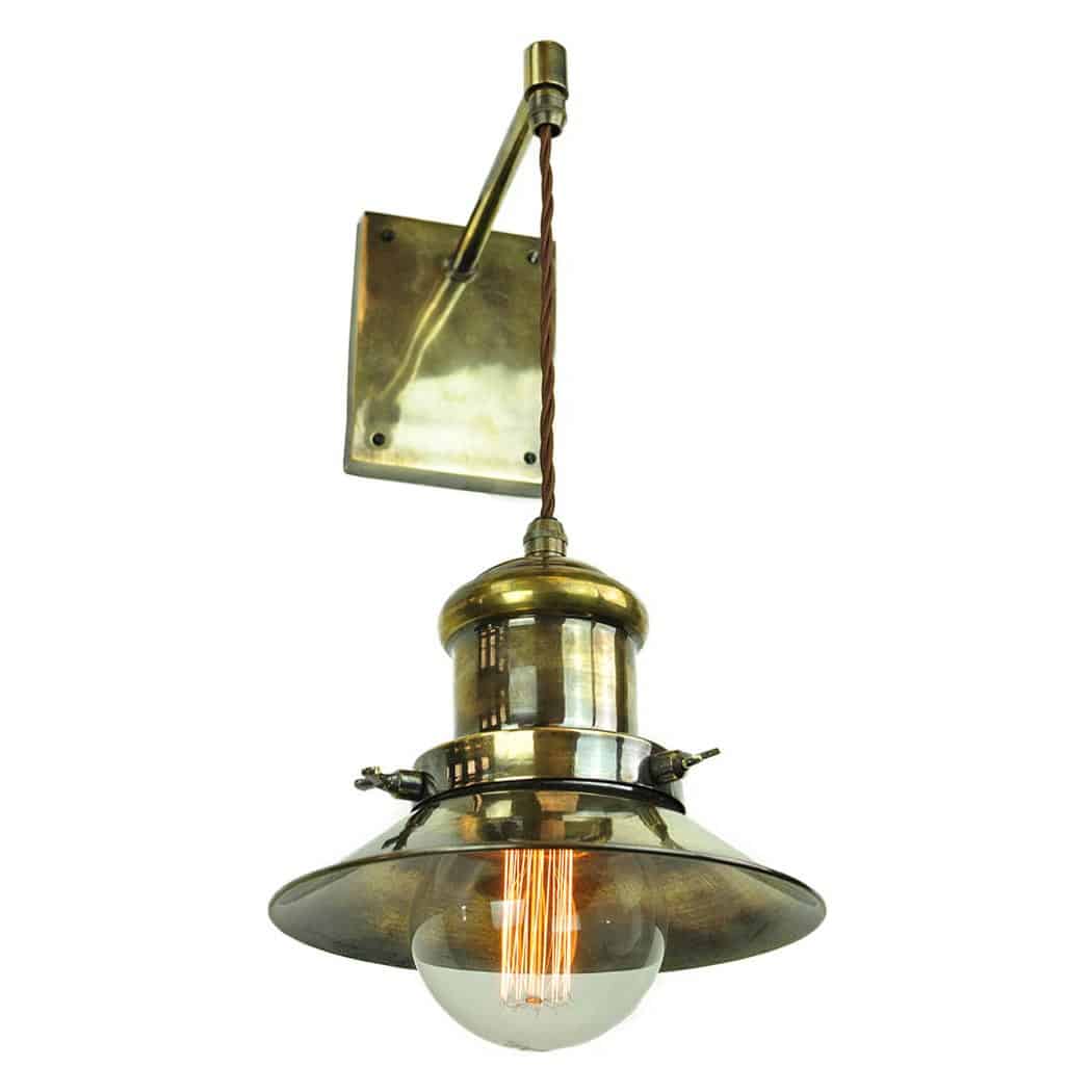Small Edison Vintage 1 Lamp Hanging Wall Light Solid Antique Brass