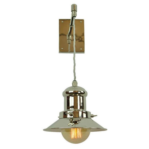 Small Edison vintage 1 lamp hanging wall light in polished nickel
