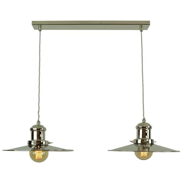 Edison vintage style large shades 2 light pendant bar in polished nickel