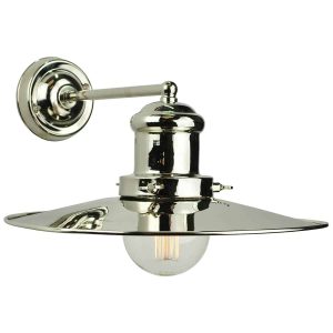 Edison large vintage industrial 1 lamp wall light in polished nickel