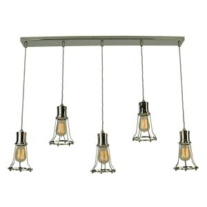 Marconi replica vintage 5 light cage pendant bar in polished nickel