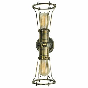 Marconi handmade solid antique brass 2 lamp twin wall light vertical
