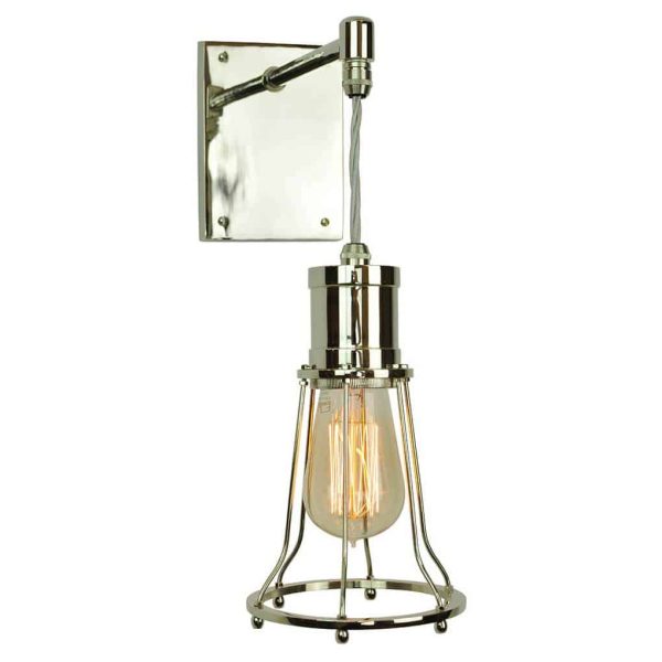 Marconi vintage industrial hanging wall light in nickel plated solid brass