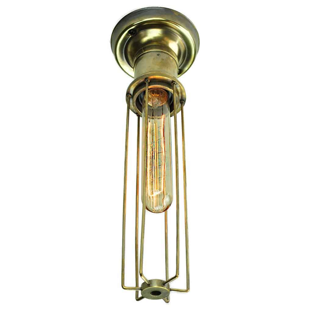 Alexander Industrial Style Flush Single Ceiling Light Antique Brass