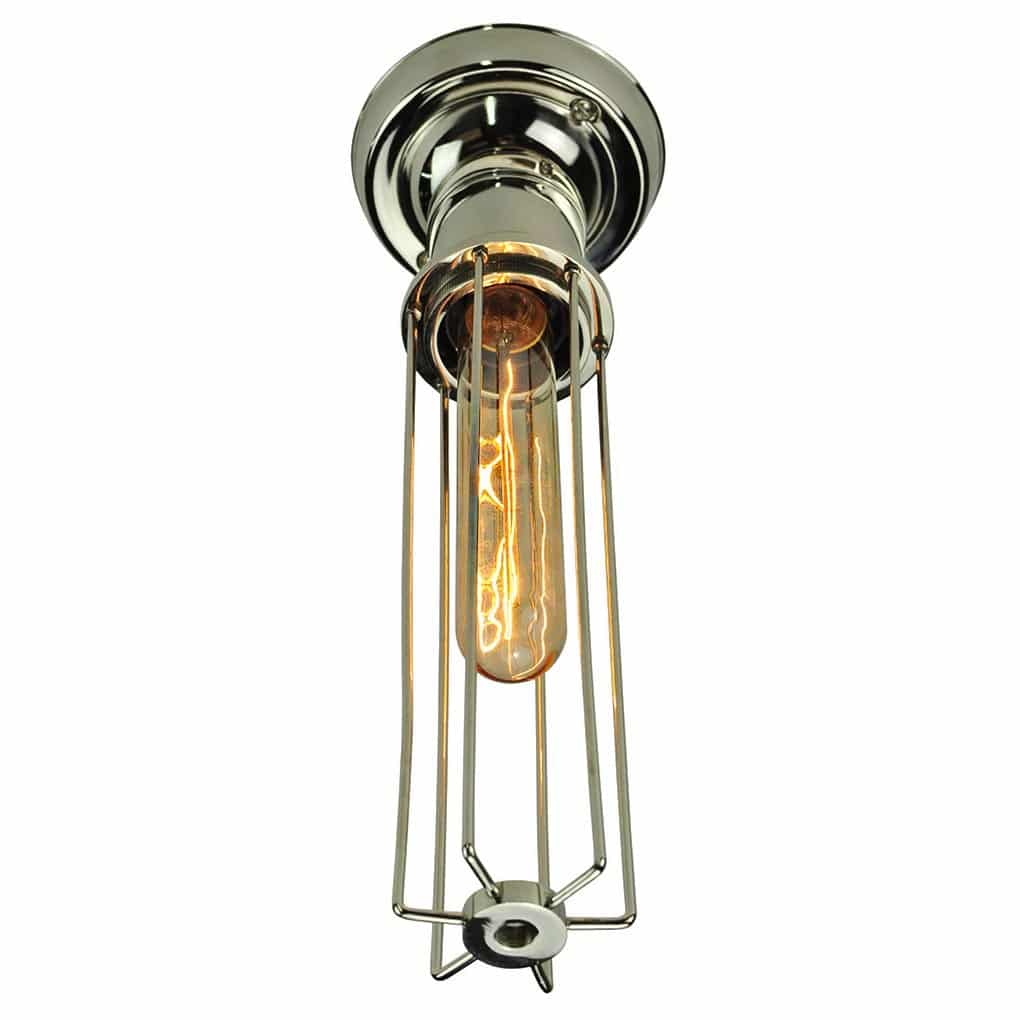 Alexander Industrial Style Flush Single Ceiling Light Polished Nickel