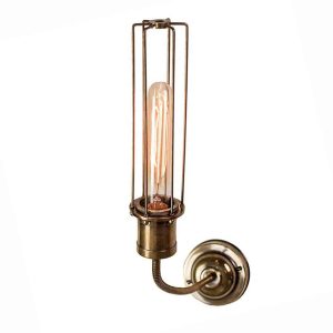 Alexander industrial style 1 lamp flexible wall light in solid antique brass facing up
