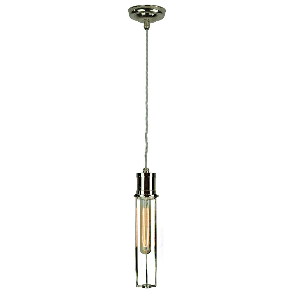 Alexander Vintage Tube Cage 1 Light Pendant Polished Nickel