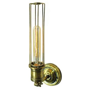 Alexander industrial 1 lamp adjustable wall light in solid antique brass facing up