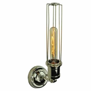 Alexander industrial 1 lamp adjustable wall light in polished nickel facing up