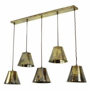 Map Room nautical style 5 light pendant bar in solid antique brass main image