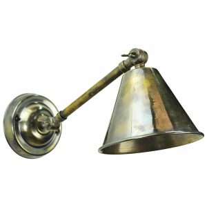 Map Room nautical style 1 lamp hinged wall light in solid antique brass