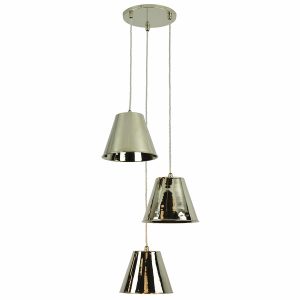 Map Room nautical style 3 light cluster pendant in polished nickel full height