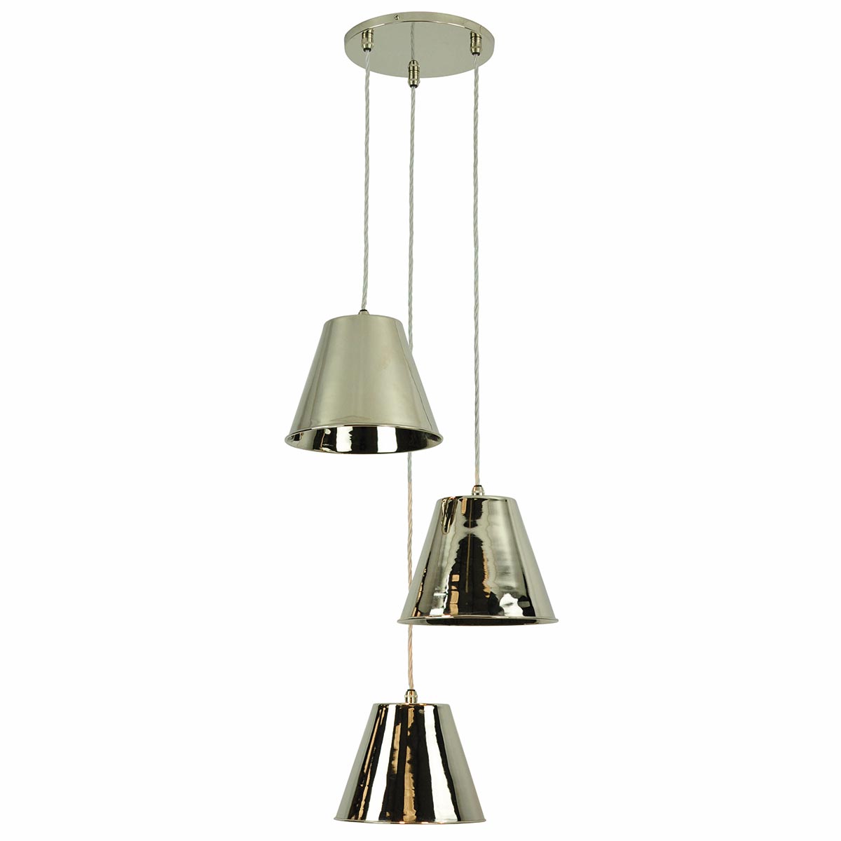 Map Room Nautical Style 3 Light Cluster Pendant Polished Nickel