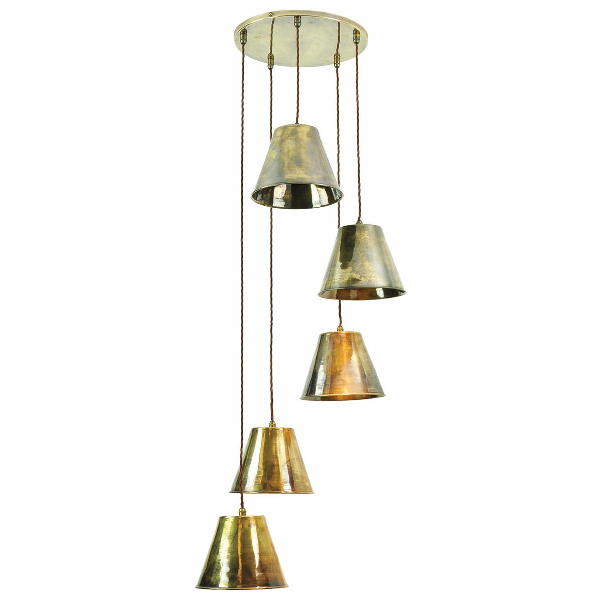 Map Room Nautical 5 Light Cluster Pendant Solid Antique Brass