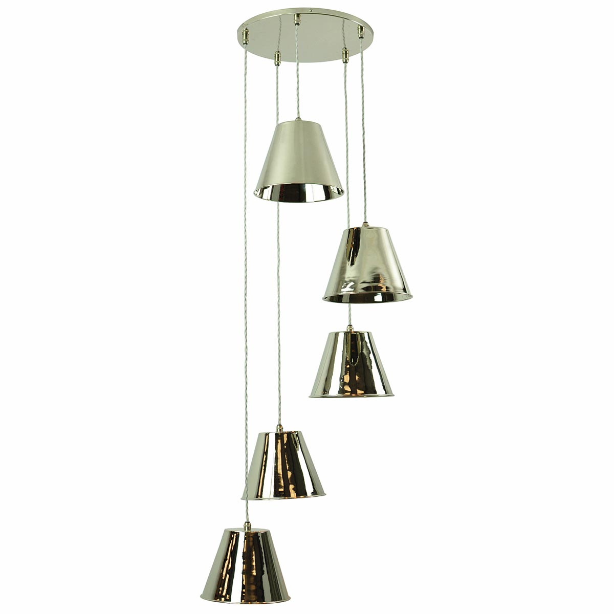 Map Room Nautical Style 5 Light Cluster Pendant Polished Nickel