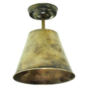 Map Room nautical style 1 lamp flush ceiling light in solid antique brass