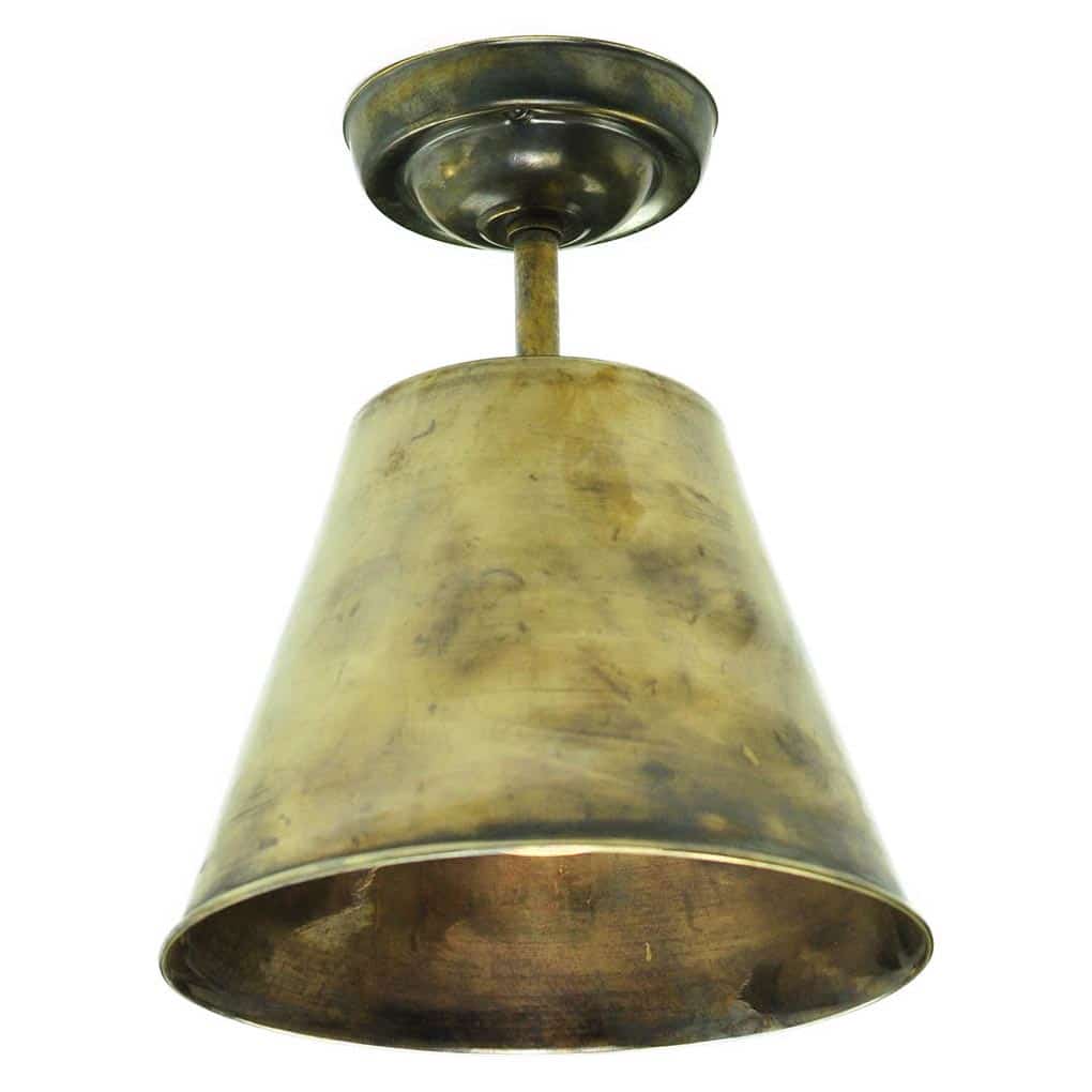 Map Room Nautical 1 Lamp Flush Ceiling Light Solid Antique Brass