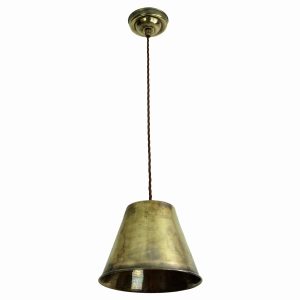 Map Room nautical style 1 light ceiling pendant in solid antique brass full height