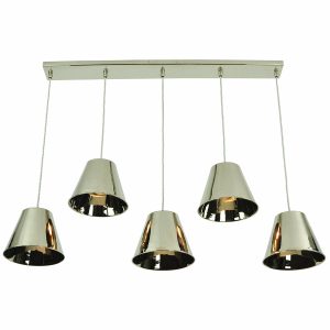 Map Room nautical style 5 light pendant bar in polished nickel full height