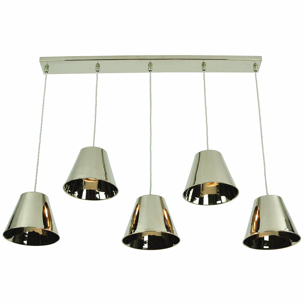 Map Room Vintage Nautical 5 Light Pendant Bar Polished Nickel