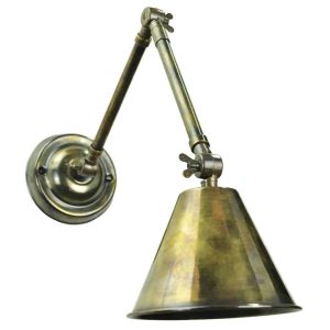 Map Room nautical style 1 lamp swing arm wall light in solid antique brass