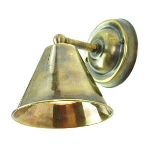 Map Room nautical style 1 lamp small shade wall light in solid antique brass