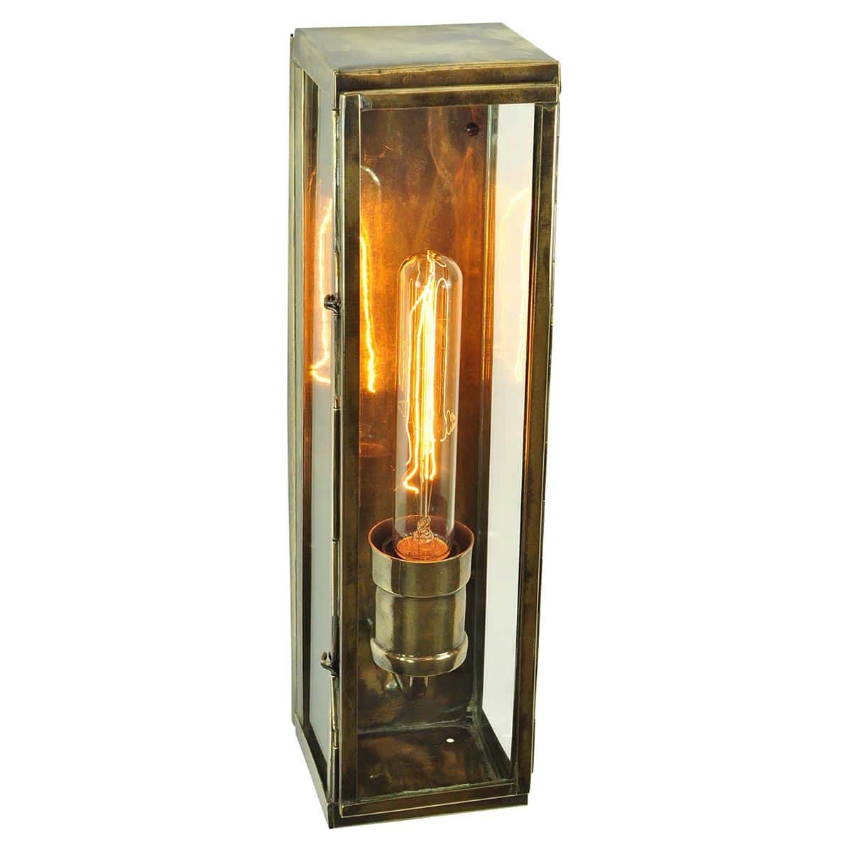 Engineer Large Industrial Style 1 Light Box Lantern Antique Brass