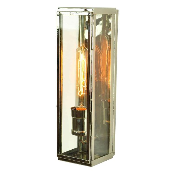 Engineer large industrial style 1 light box lantern in polished nickel