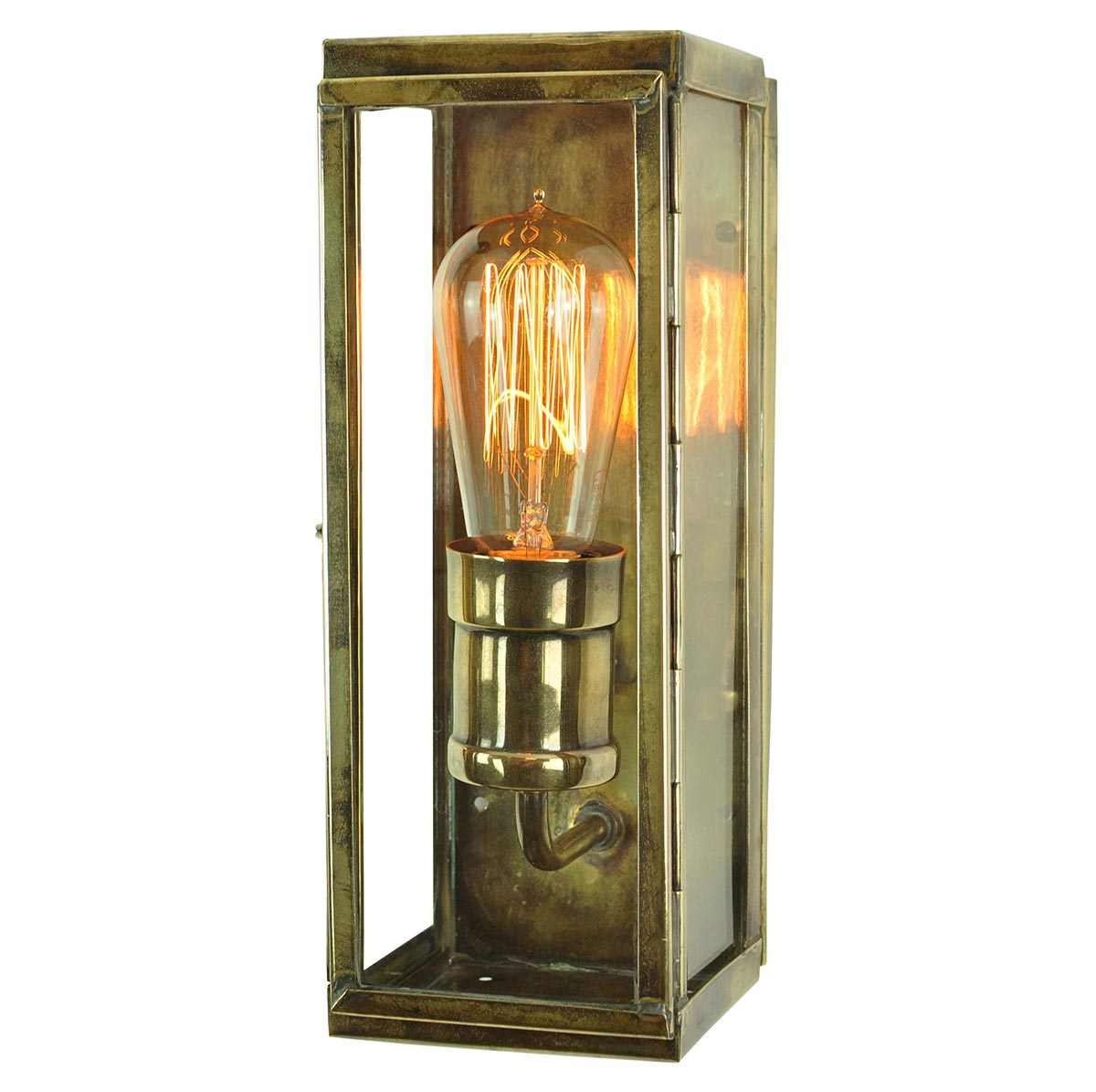 Engineer Small Industrial Style 1 Light Box Lantern Antique Brass