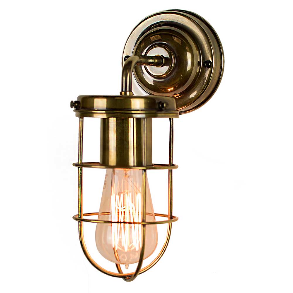 Cellar Early Industrial Style 1 Lamp Wall Light Solid Antique Brass
