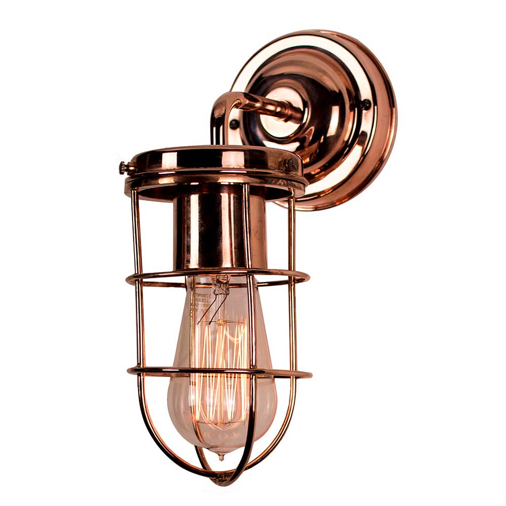 Cellar Early Industrial Style 1 Lamp Wall Light Copper Plated Brass