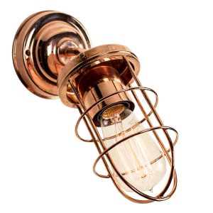 Cellar early industrial style 1 light angled wall light in copper plated solid brass