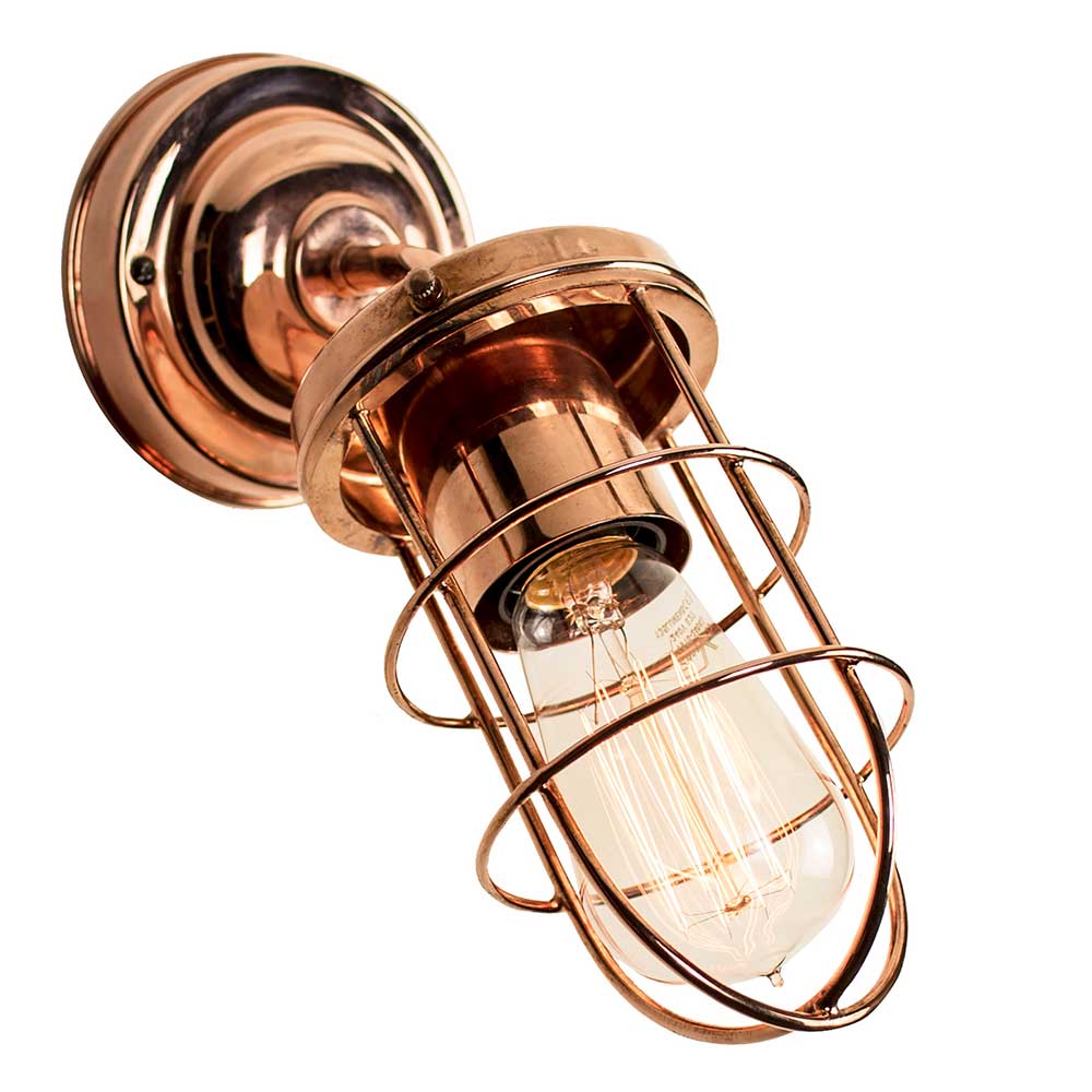 Cellar Early Industrial 1 Light Angled Wall Light Copper Plated Brass