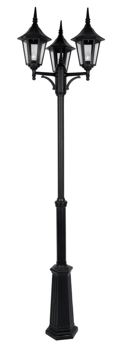 Cardinal Traditional Black 3 Head Garden Lamp Post