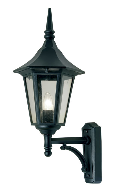 Cardinal Traditional Black Outdoor Upward Wall Lantern