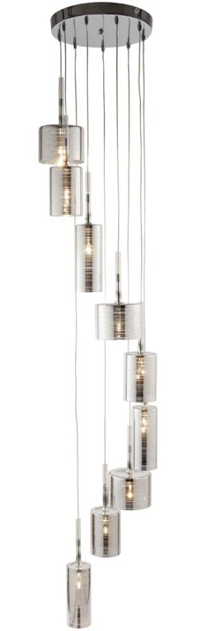 Linen 9 light multi drop glass ceiling pendant