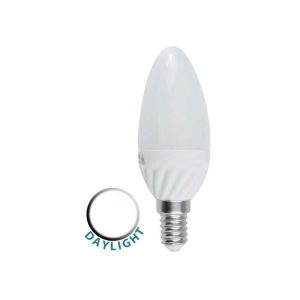 4w LED SES - E14 frosted candle lamp bulb in daylight white.