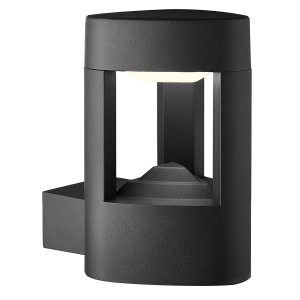 Michigan modern LED outdoor wall light in dark grey on white background