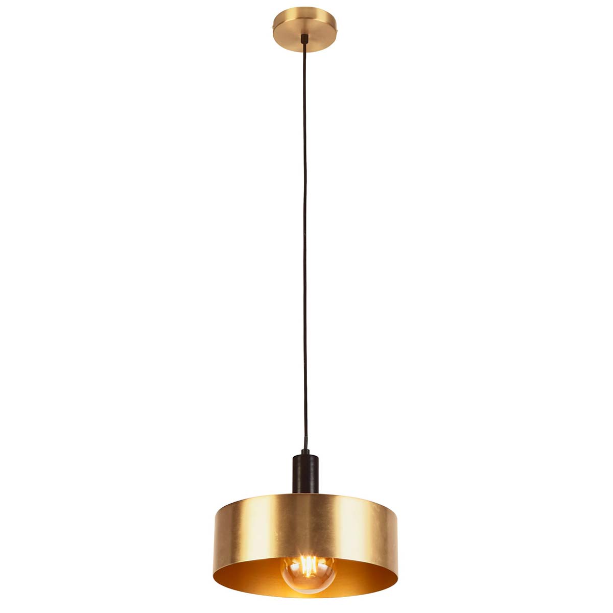 Knox Single Modern Pendant Light Matt Black & Satin Gold