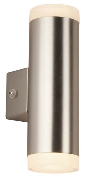 LED 2 light outdoor and porch wall light satin nickel